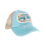 Embroidered Happy Camper Patch C.C High Pony Criss Cross Ball Cap BT1004