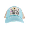 Embroidered Bee Happy Patch C.C High Pony Criss Cross Ball Cap BT1002