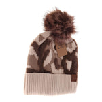 Abstract Camo Print Pom C.C Beanie HAT4005