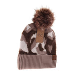 Abstract Camo Print Pom C.C Beanie HAT4005