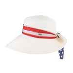 USA Print Ribbon Trim Wide Brim C.C Sun Hat STH21