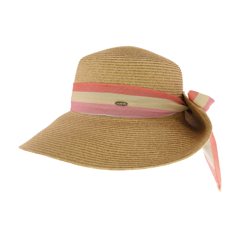 Multi Colored Ribbon Trim Rolled C.C Sun Hat STH12