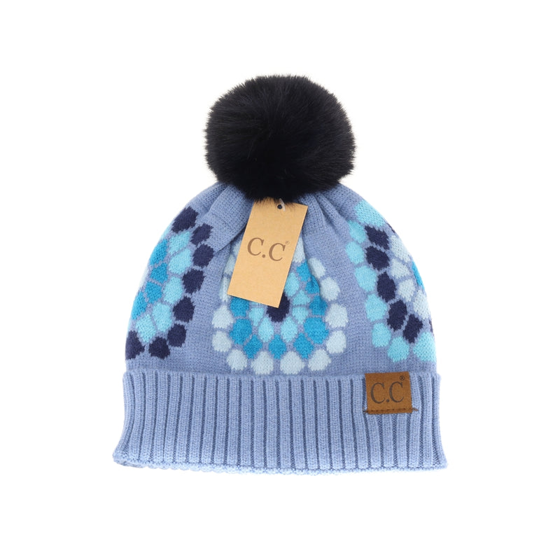 Flower Pattern Pom Beanie HAT7396 –