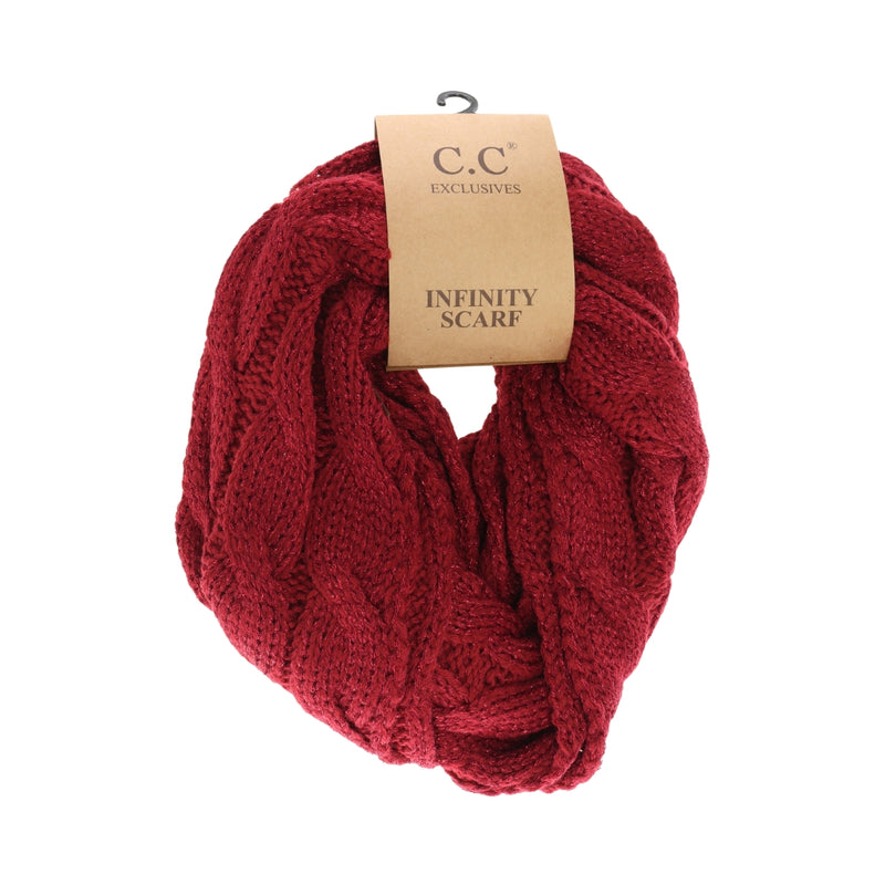 Metallic Cable Knit CC Infinity Scarf SF800MET