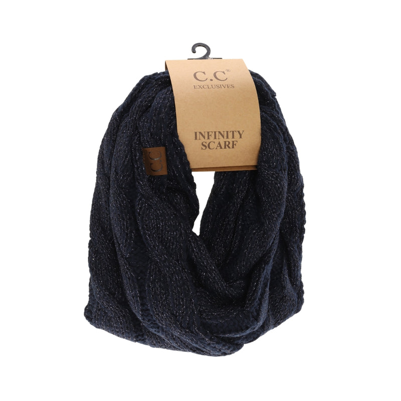 Metallic Cable Knit CC Infinity Scarf SF800MET