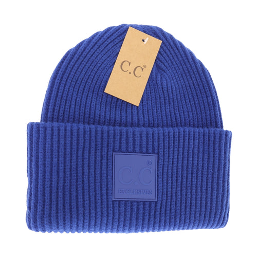Solid Ribbed CC Beanie with Rubber Patch HAT7007