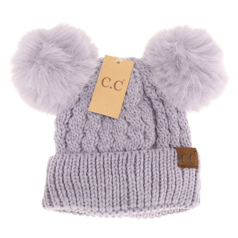 Cable Knit Double Matching Pom Beanie HAT2055-S – ccbeanie.com