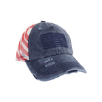 American Flag Criss Cross High Pony C.C Ball Cap BTB8060