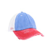 Tri-Color Stone Washed Cross Criss Cross High Pony C.C Ball Cap BT781