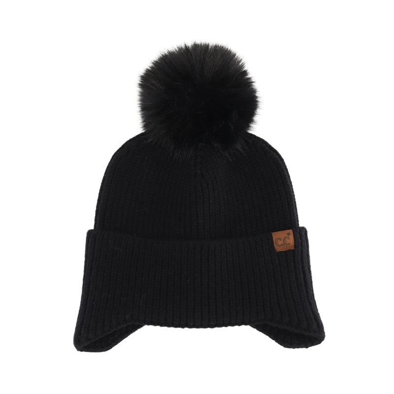 Earflap C.C Faux Fur Pom Beanie HTC0078