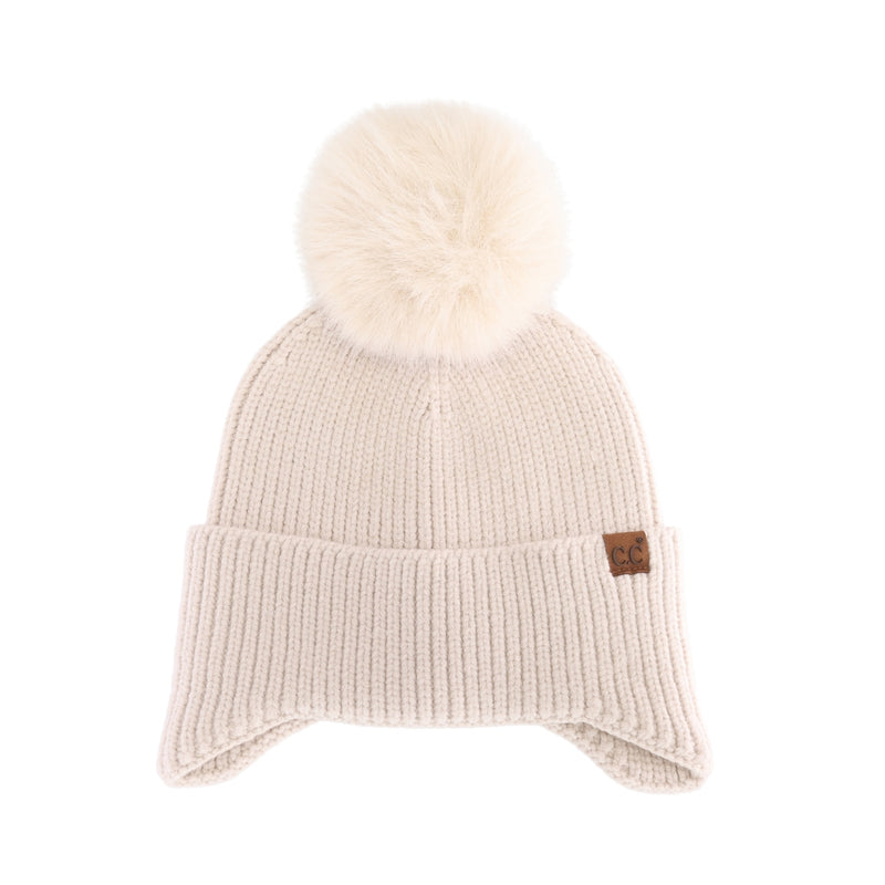 Earflap C.C Faux Fur Pom Beanie HTC0078