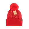 Allover Rhinestone C.C Faux Fur Pom Beanie HTE0101