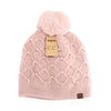 Allover Pearl Crochet C.C Faux Fur Pom Beanie HTE0128