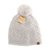 Allover Pearl Crochet C.C Faux Fur Pom Beanie HTE0128