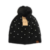 Allover Pearl Crochet C.C Faux Fur Pom Beanie HTE0128