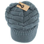 Ribbed Knit Hat with Brim YJ2023