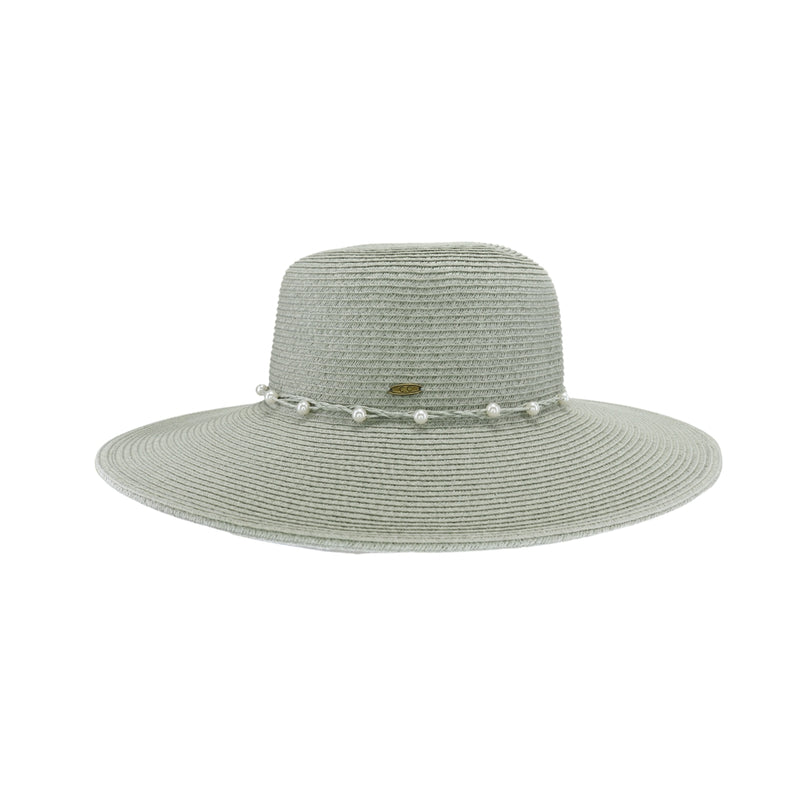 Pearl Banded Wide Brim C.C Sunhat STH0036