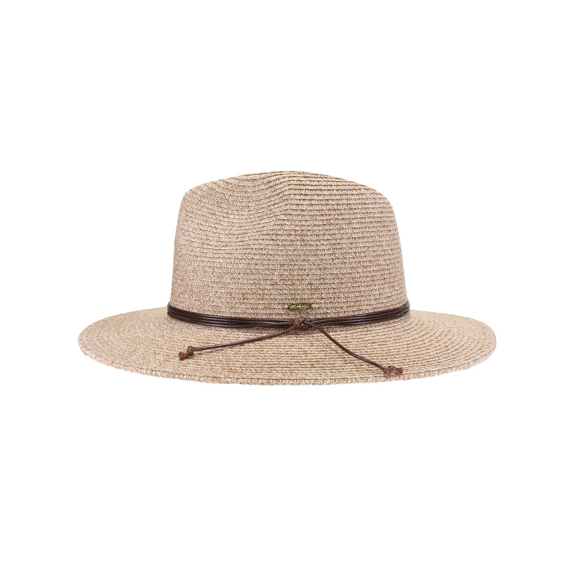 Two-tone Leather Cord C.C Panama Hat PNH0044