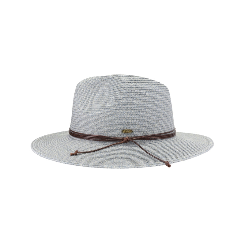 Two-tone Leather Cord C.C Panama Hat PNH0044