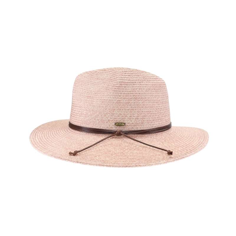 Two-tone Leather Cord C.C Panama Hat PNH0044