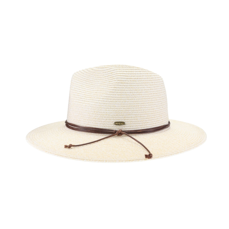 Two-tone Leather Cord C.C Panama Hat PNH0044