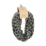 Ribbed Knit Leopard Accent CC Infinity Scarf SF80