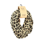 Ribbed Knit Leopard Accent CC Infinity Scarf SF80