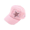 Distressed High Pony Cap with Glitter Star BT14
