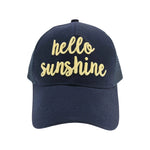 Hello Sunshine Embroidered Mesh Back High Ponytail CC Ball Cap BT10-HS