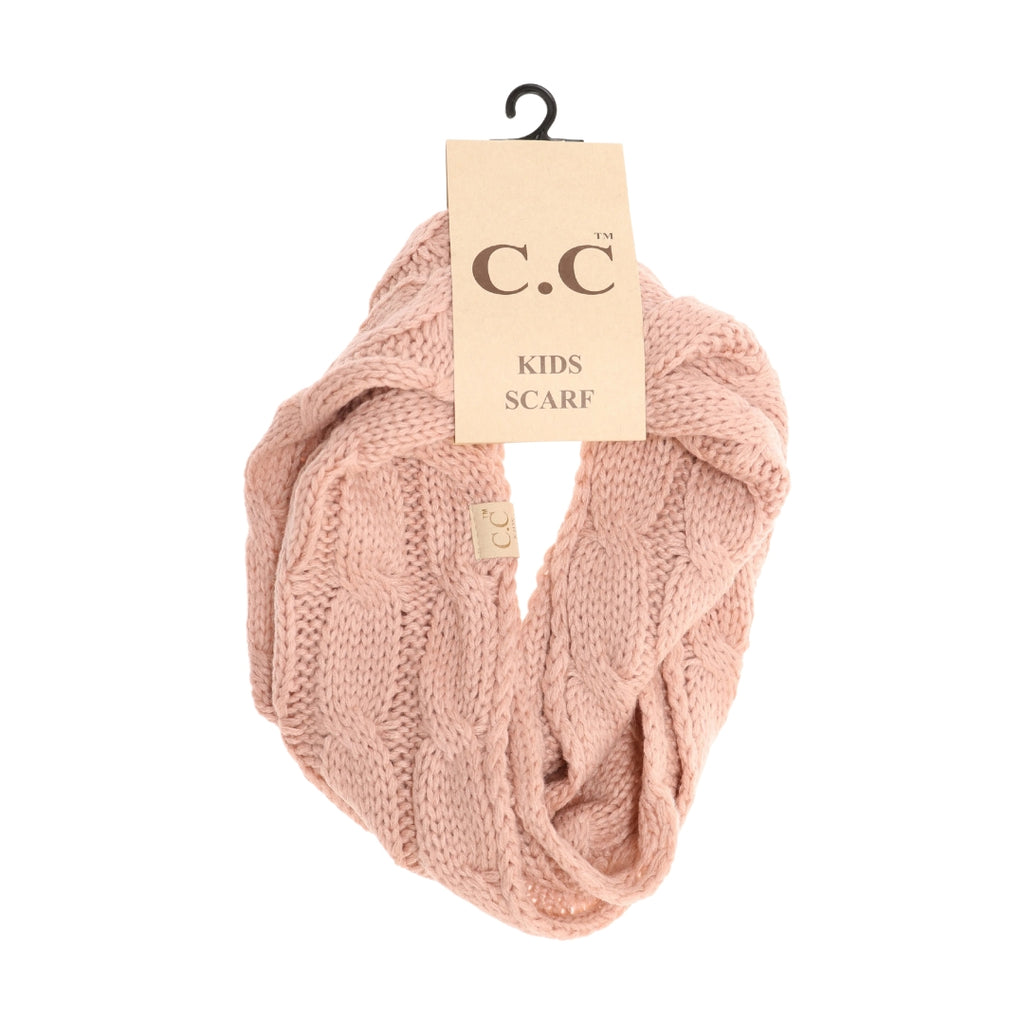 KIDS Solid Cable Knit CC Infinity Scarf SF800KIDS – ccbeanie.com