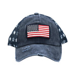 Distressed American Flag Star CC Ball Cap BA920