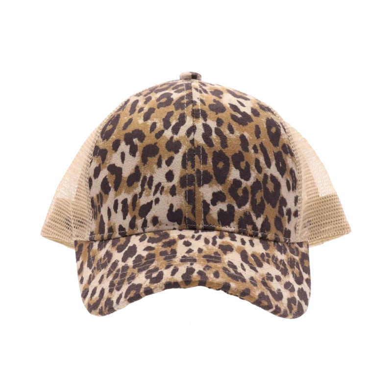 Leopard Criss-Cross High Pony Ball Cap BT777