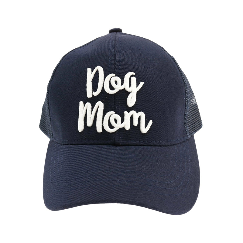 Dog Mom Embroidered Mesh Back High Ponytail CC Ball Cap BT10-DM