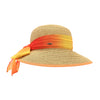 Natural Paper Brim Hat with Ombre Chiffon Sash ST812