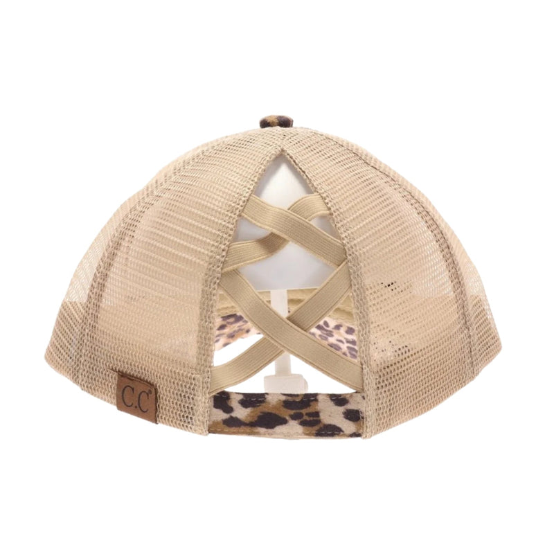 Leopard Criss-Cross High Pony Ball Cap BT777