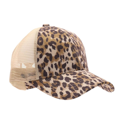 Leopard Criss-Cross High Pony Ball Cap BT777