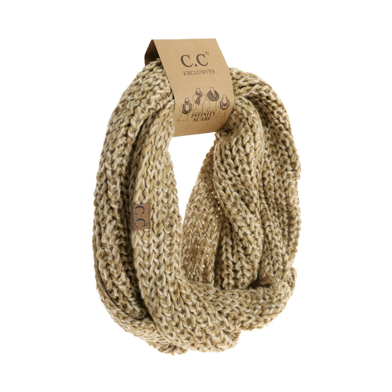 Two-Tone Thick Knit CC Infinity Scarf INF123