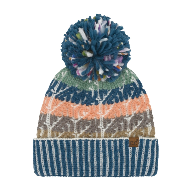 Cable Color Block Pom C.C Beanie HTC0088