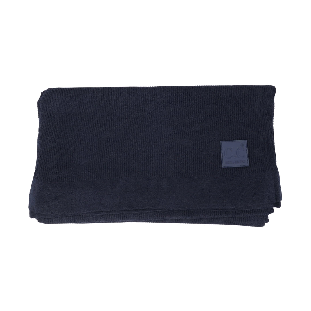 Solid Ribbed Knit CC Scarf with Rubber Patch SF7007 – ccbeanie.com