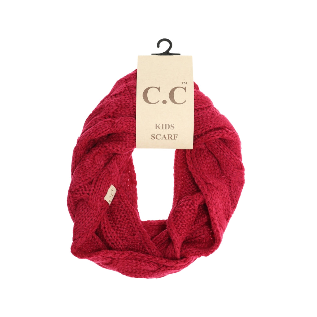 KIDS Solid Cable Knit CC Infinity Scarf SF800KIDS – ccbeanie.com