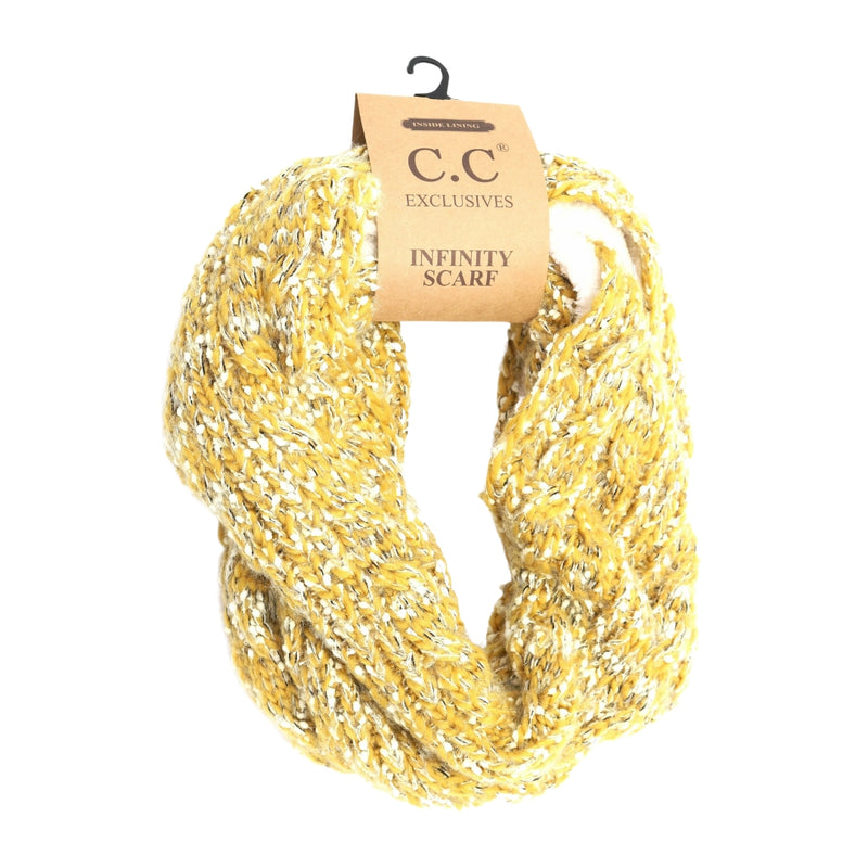 Fuzzy Lined Popcorn Knit CC Infinity Scarf INF1825