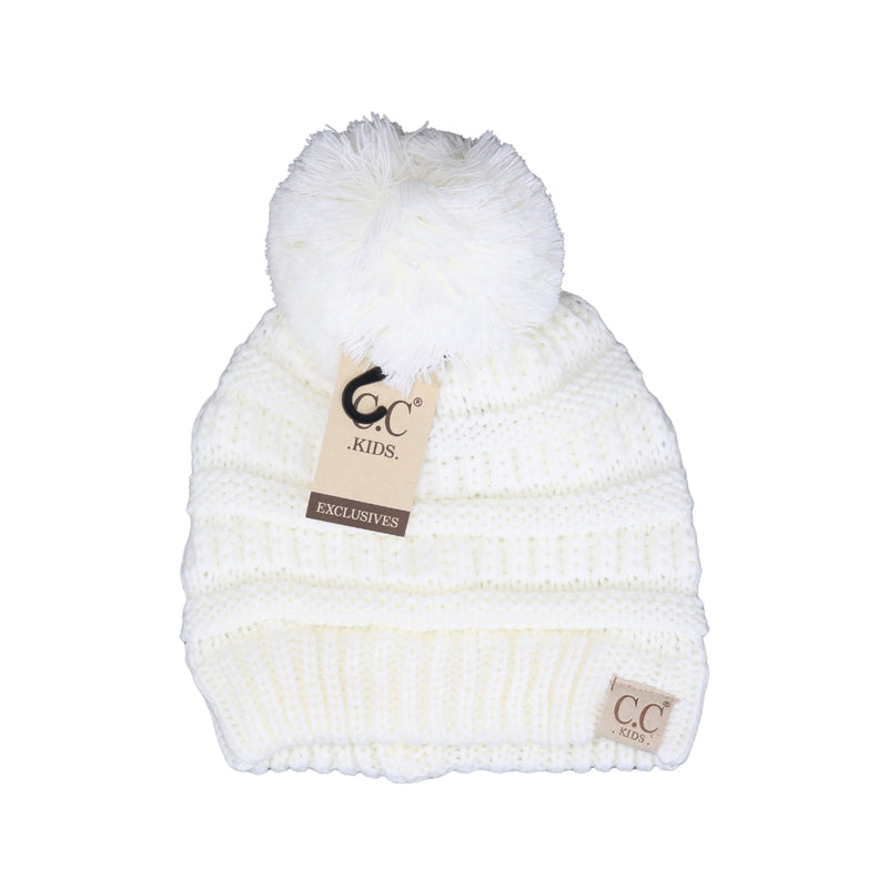 Kids Solid Pom CC Beanies YJ847POM