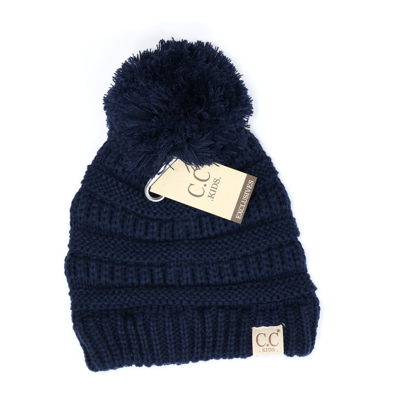 Kids Solid Pom CC Beanies YJ847POM