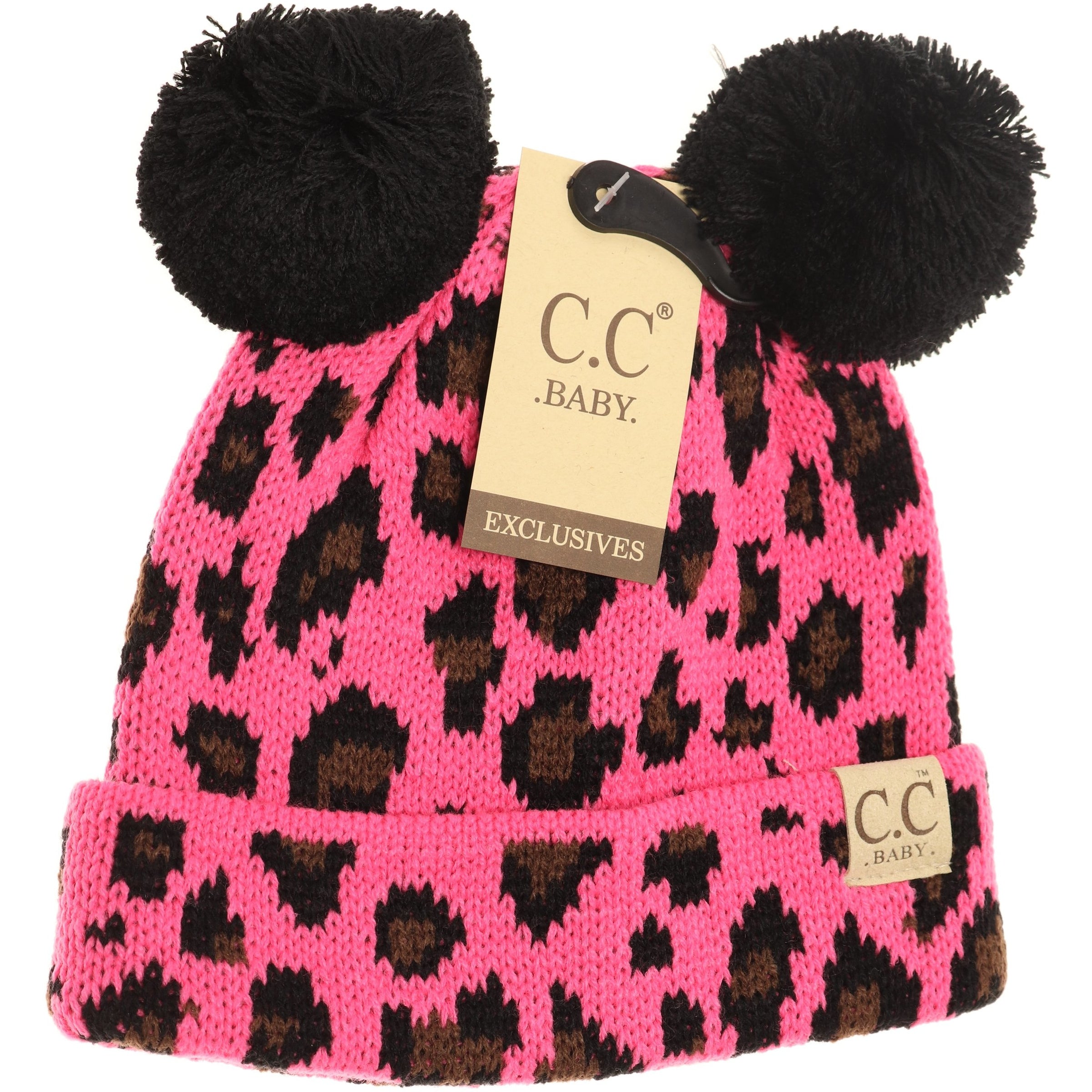 Multi Pom-Pom Beanie in Leopard Print – Summer and Rose