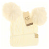 KIDS Cable Knit Double Matching Pom Beanie KIDS2055-S