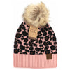 Animal Print Fur Pom CC Beanie HAT2315