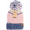 Lined Tri-Color Flecked Pom CC Beanie HAT2341