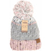 Lined Tri-Color Flecked Pom CC Beanie HAT2341