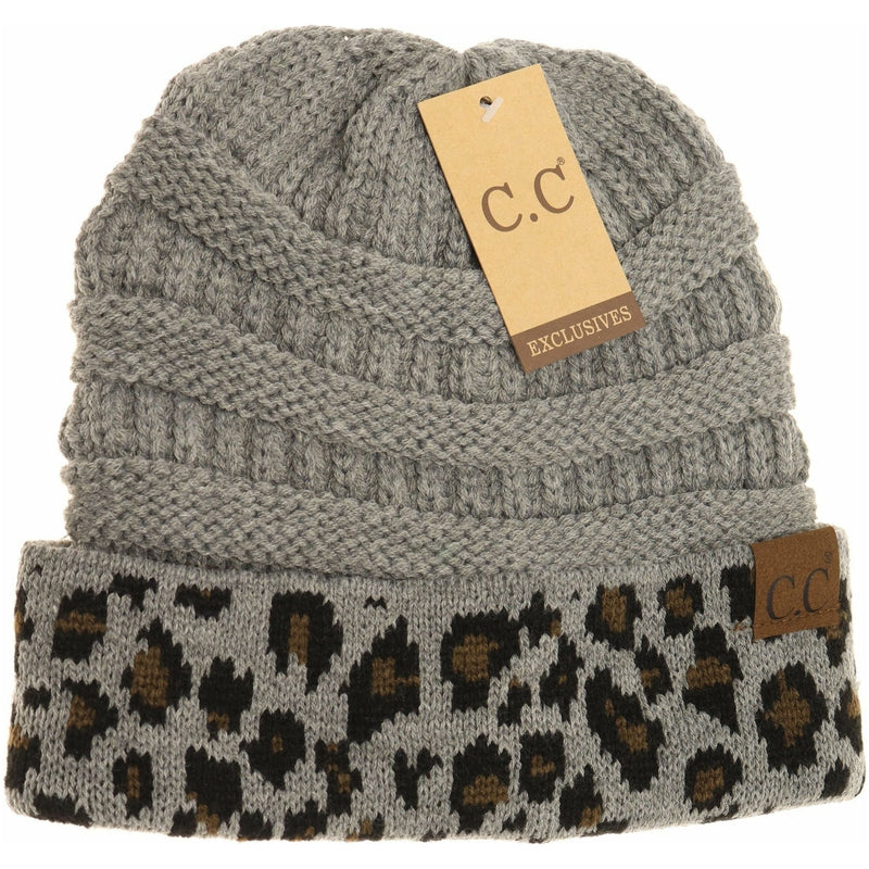 Matching Cuff Leopard Print CC Beanie HAT80 – - Main Image