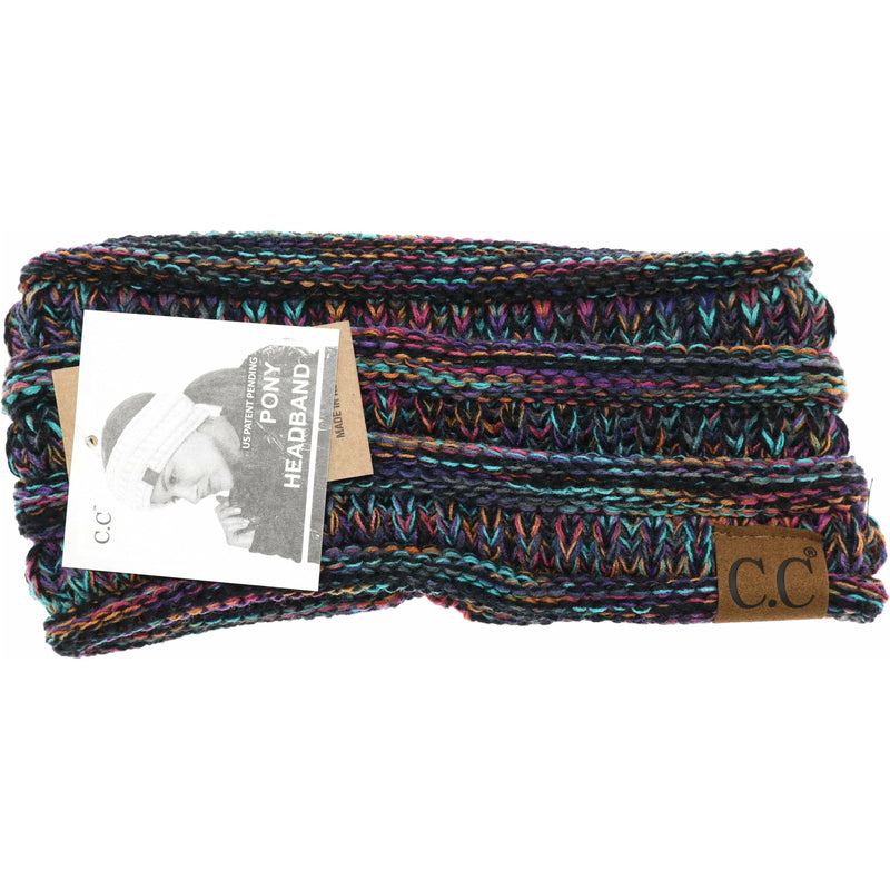 Four Tone Ribbed Knit Ponytail Headband HB826